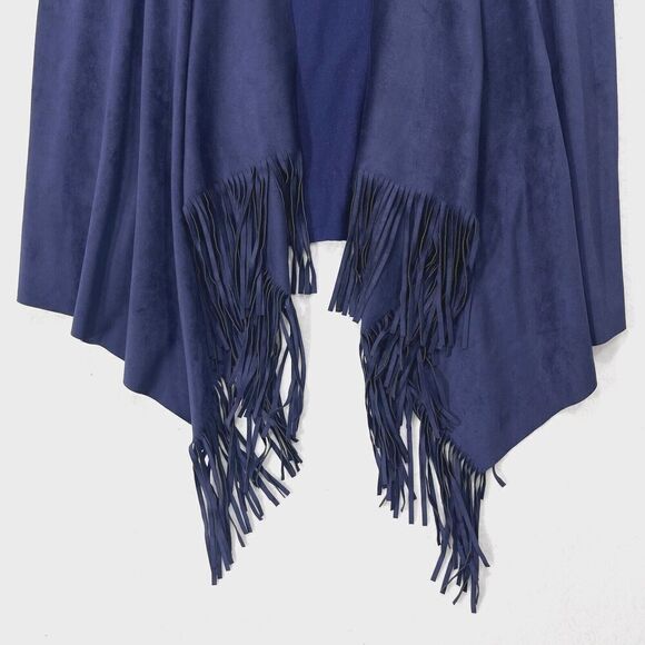 INC International Concepts Vest Women M Purple Fringe Open Waterfall Western - Picture 10 of 10